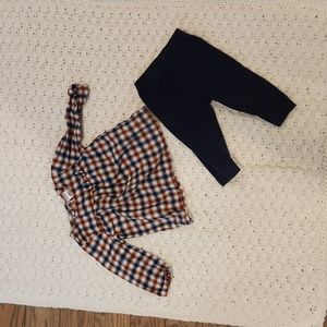 Carter's navy plaid twill top & leggings